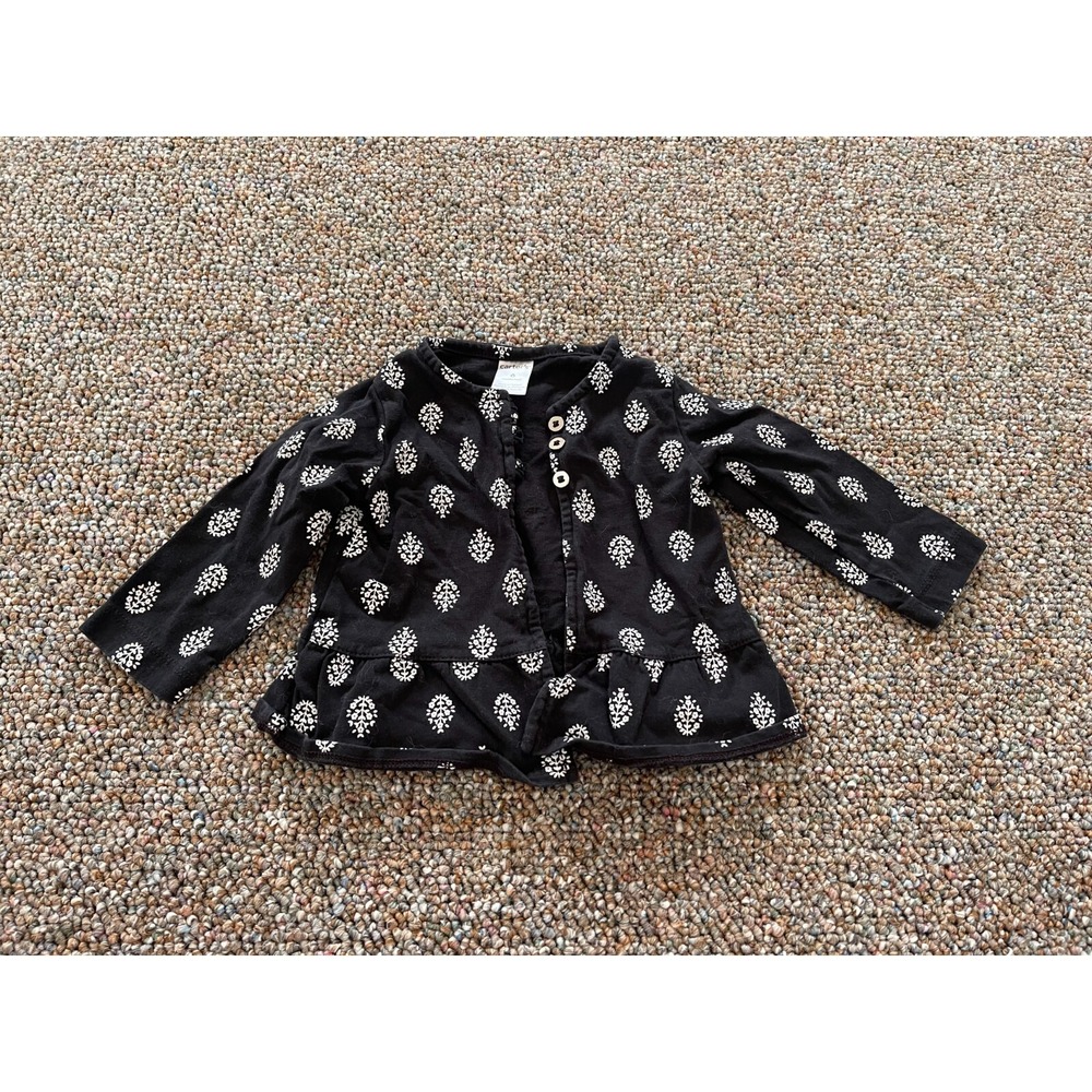 Carter's Girls Black & White Flower Cardigan 6M